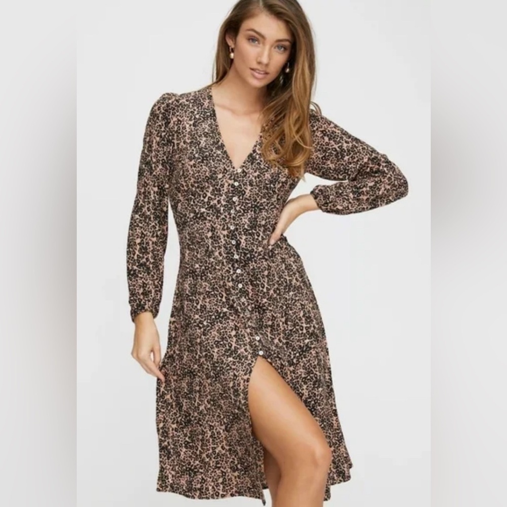 Aritzia Wilfred Leopard Print New Gallery Dress